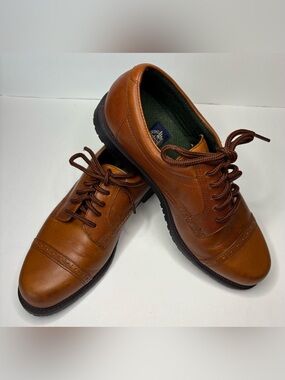 Dockers Tan Leather Cap-Toe Lace-Up Oxfords